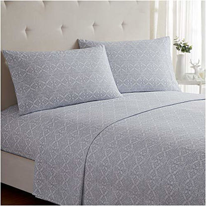 Picture of Mellanni Bed Sheet Set - Brushed Microfiber 1800 Bedding - Wrinkle, Fade, Stain Resistant - 4 Piece (Full, Laced Sky Blue)