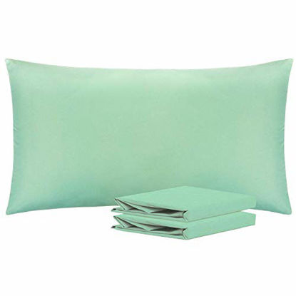 Picture of NTBAY King Pillowcases Set of 2, 100% Brushed Microfiber, Soft and Cozy, Wrinkle, Fade, Stain Resistant with Envelope Closure, 20"x 36", Sea Green