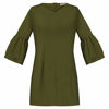 Picture of BELONGSCI Women's Casual Sweet & Cute Loose Shirt Balloon Sleeve V-Neck Blouse Top Green