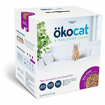 Picture of ökocat Less Mess Natural Wood Clumping Cat Litter Mini-Pellets, Great for Long-Hair Breeds, Large, 22.2 lbs.