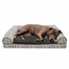 Picture of Furhaven Pet Dog Bed - Orthopedic Plush Kilim Southwest Home Decor Traditional Sofa-Style Living Room Couch Pet Bed with Removable Cover for Dogs and Cats, Boulder Gray, Large