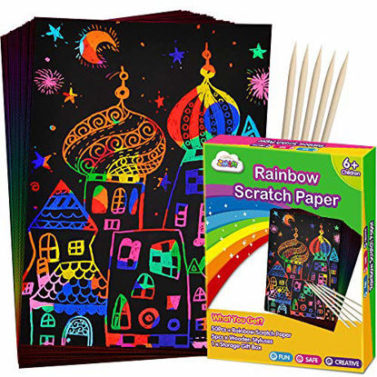 100 Pcs Scratch Drawing For Kids Rainbow Scratch Art Paper Scratch Art  Rainbow Scratch Sheets Black Scratch Paper Scratch Board Drawing Pad, With  8 St