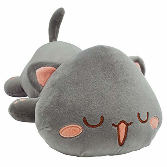 Picture of Cute Kitten Plush Toy Stuffed Animal Pet Kitty Soft Anime Cat Plush Pillow for Kids (Gray B, 12")