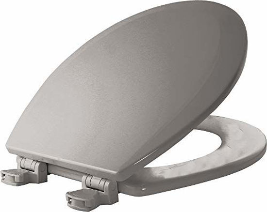 Picture of BEMIS 500EC 162 Toilet Seat with Easy Clean & Change Hinges, ROUND, Durable Enameled Wood, Silver