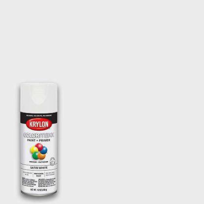 Picture of Krylon K05577007 COLORmaxx Spray Paint and Primer for Indoor/Outdoor Use, Satin White