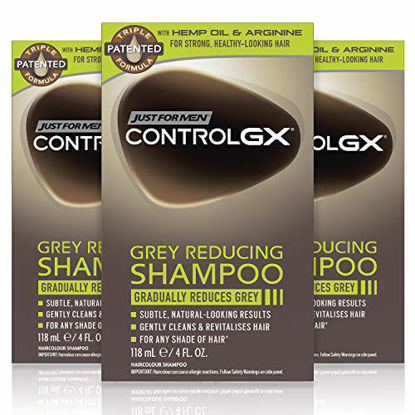 Picture of Just For Men Control GX Grey Reducing Shampoo, Gradually Colors Hair, 4 Ounce, Pack of 3