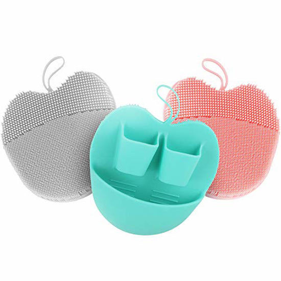 Picture of INNERNEED Soft Handheld Silicone Facial Cleansing Brush, Mild Anti-Slip Face Exfoliating and Massage Scrubber Pad, Gentle Exfoliating, Removing Blackhead, Massaging (Pack of 3)