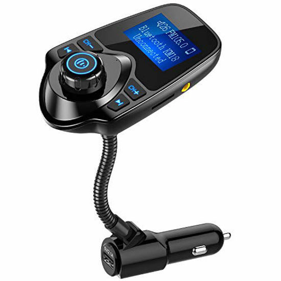 Picture of Nulaxy Wireless In-Car Bluetooth FM Transmitter Radio Adapter Car Kit W 1.44 Inch Display Supports TF/SD Card and USB Car Charger for All Smartphones Audio Players