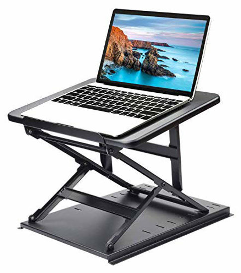 Picture of HUANUO Adjustable Laptop Stand for Desk - Easy to Sit or Stand with 9 Adjustable Angles, Laptop Riser Reduces Neck Pain, Fits 15.6 Inch Laptop & Notebook, Height Adjustable Computer & Tablet Riser