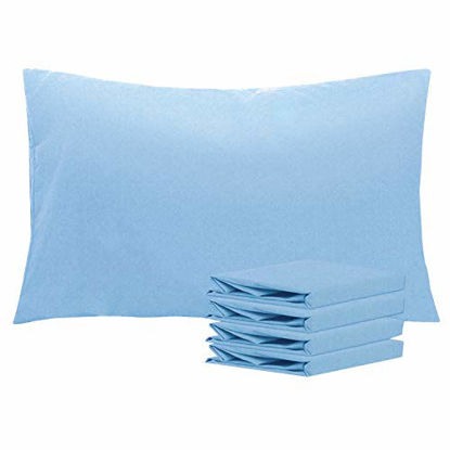 Picture of NTBAY Queen Pillowcases Set of 4, 100% Brushed Microfiber, Soft and Cozy, Wrinkle, Fade, Stain Resistant with Envelope Closure, 20"x 30", Sky Blue