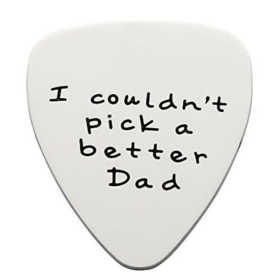 Picture of Fathers Day Gift Mens I couldn't Pick a Better Dad Guitar Pick Custom Gift for Daddy Papa Stainless Steel (Polished)