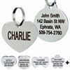 Picture of GoTags Stainless Steel Pet ID Tags, Personalized Dog Tags and Cat Tags, up to 8 Lines of Custom Text Engraved on Both Sides, in Bone, Round, Heart, Bow Tie, Flower, Star and More (Heart, Regular)