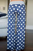 Picture of AMiERY Women's Casual Palazzo Pant Polka Dot Comfy Loose Wide Leg Lounge Pajama Bottom Pants (M, Blue)