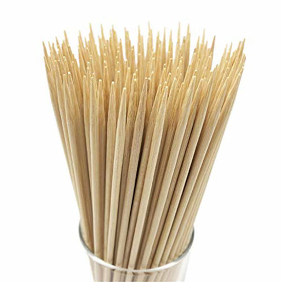 Picture of HOPELF 12" Natural Bamboo Skewers for BBQAppetiserFruitCocktailKabobChocolate FountainGrillingBarbecueKitchenCrafting and Party. =4mm, More Size Choices 6"/8"/10"/14"/16"/30"(100 PCS)