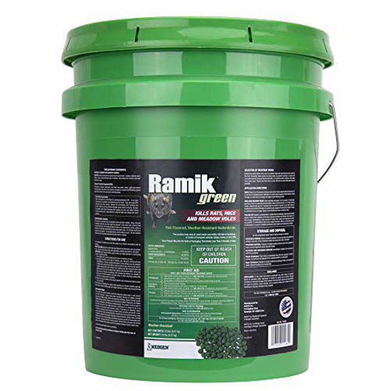 Picture of Neogen 116300 Ramik Green Fish Flavored Weather Resistant Rodenticide Bait Nuggets, 20-Pound Bucket