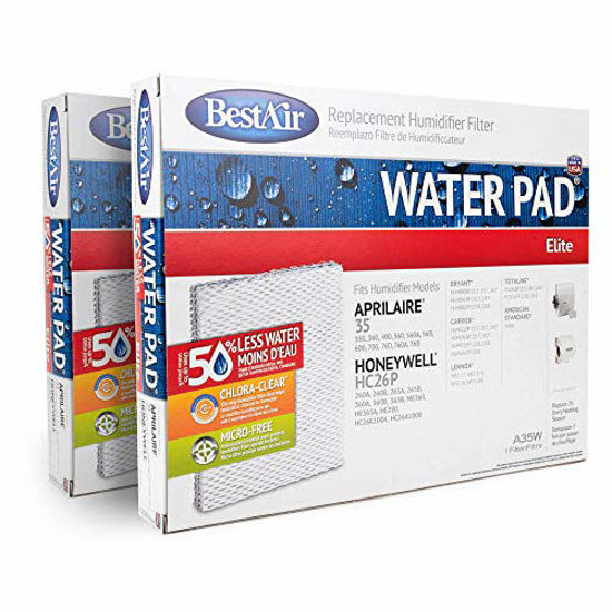 Picture of BestAir Replacement Humidifier Filter Water Pad Elite A35W Filter, 2 Pack. Fits Aprilaire 35 350, 360, 560, 560A, 568, 600, 700, 760, 760A, 768; Honeywell HC26P 260A, 260B, 265A, 265B, 360A, 360B,
