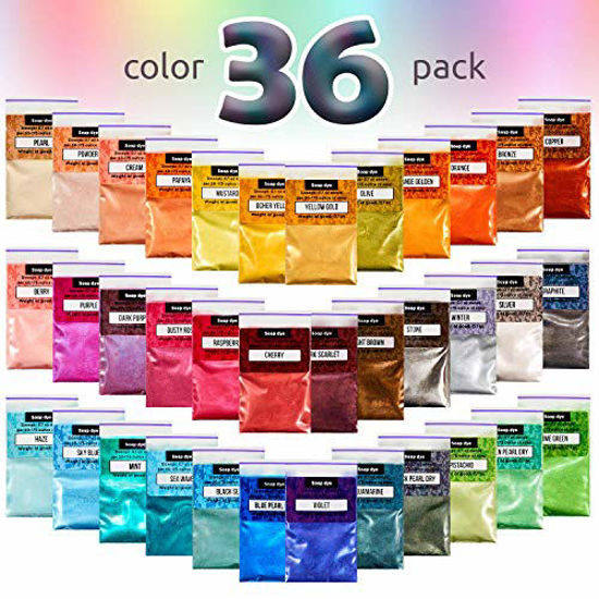 Mica Pigment Powder 36 Colors Set Dye Pigments for Resin Epoxy Soap Slime  Making