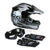 Picture of TCMT Dot Youth & Kids Motocross Offroad Street Helmet Motorcycle Youth Helmet Dirt Bike Motocross ATV Helmet+Goggles+Gloves (X-Large, Pattern:Black Skull)