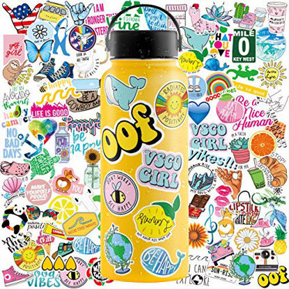 Picture of Aesthetic Stickers, 100 Pack Cute Stickers for Water Bottles, VSCO Stickers for Teens, Waterproof Stickers for Water Bottle, Hydroflask Stickers Waterproof, Water Bottle Stickers, Hydro Flask Stickers