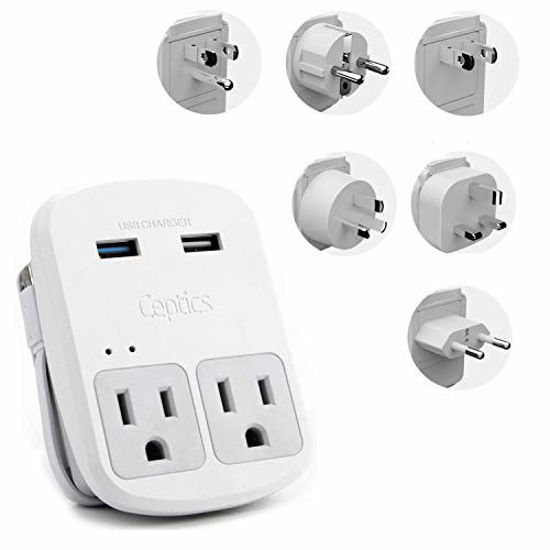 Picture of Safest Travel Adapter Kit, Dual USB for iPhone, Chargers, Cell Phones, Laptop Perfect for Travelers by Ceptics - 3.6A with Qc. 3.0 Charge Faster