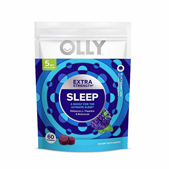 Picture of Olly Extra Strength Sleep Melatonin Gummy, All Natural Flavor and Colors, BlackBerry Zen, 60 Count (Pack of 1)