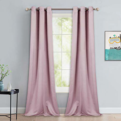 Picture of NICETOWN Thick Blackout Curtain and Drapes - Thermal Insulated Grommet Top Window Draperies for Bedroom, Block Out Light Curtain Panel (Royal Purple, 42 x 90, Pack of 2)