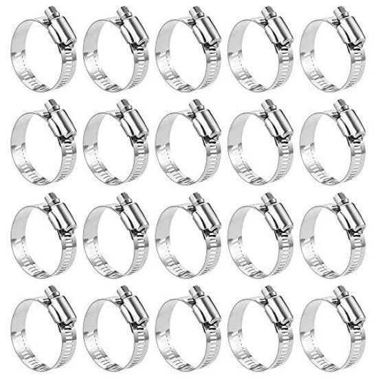 Picture of Hose Clamp, 20 Pack Stainless Steel Adjustable 21-38mm Size Range Worm Gear Hose Clamp, Fuel Line Clamp for Plumbing, Automotive And Mechanical Application