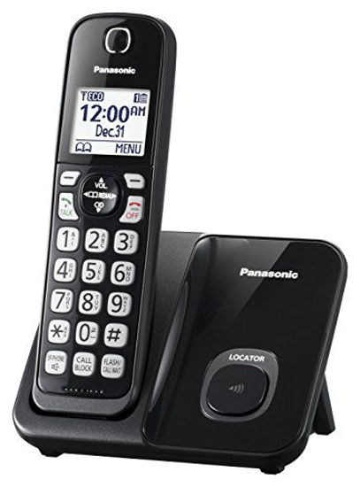 Picture of Panasonic Expandable Cordless Phone System with Call Block and High Contrast Displays and Keypads - 1 Cordless Handset - KX-TGD510B (Black)