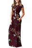 Picture of VIISHOW Women's Short Sleeve Floral Printed Dress Loose Plain Maxi Dresses Casual Long Dresses with Pockets(Floral Wine red S)