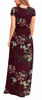 Picture of VIISHOW Women's Short Sleeve Floral Printed Dress Loose Plain Maxi Dresses Casual Long Dresses with Pockets(Floral Wine red S)