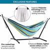 Picture of Vivere Double Cotton Hammock with Space Saving Steel Stand, Cayo Reef (450 lb Capacity - Premium Carry Bag Included)