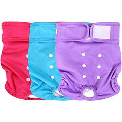 Picture of Wegreeco Washable Reusable Premium Dog Diapers, Extra Large, Bright Color, for Female Dog, Pack of 3