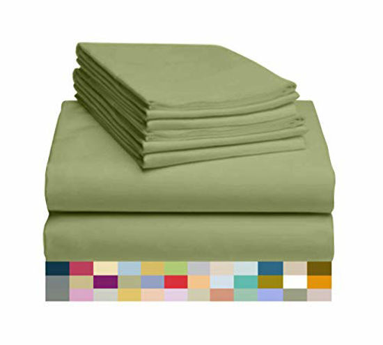 Picture of LuxClub 6 PC Sheet Set Bamboo Sheets Deep Pockets 18" Eco Friendly Wrinkle Free Sheets Machine Washable Hotel Bedding Silky Soft - Lime Full