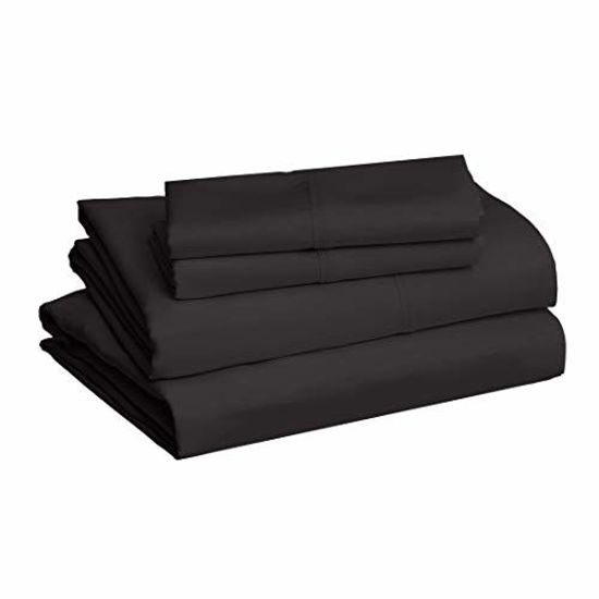 Picture of Amazon Basics Microfiber Sheet Set, Queen, Black