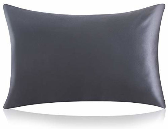 Picture of ZIMASILK 100% Mulberry Silk Pillowcase for Hair and Skin Health,Both Sides 19 Momme Silk,1pc (Queen 20''x30'', Space Gray)