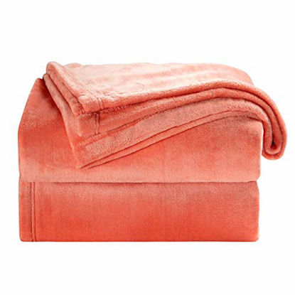 Picture of Bedsure Fleece Blanket Throw Size Coral Lightweight Throw Blanket Super Soft Cozy Microfiber Blanket