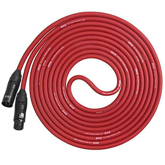 Picture of LyxPro 6 Feet XLR Microphone Cable Balanced Male to Female 3 Pin Mic Cord for Powered Speakers Audio Interface Professional Pro Audio Performance and Recording Devices - Red