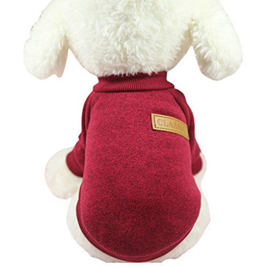 Picture of Fashion Focus On Pet Dog Clothes Knitwear Dog Sweater Soft Thickening Warm Pup Dogs Shirt Winter Puppy Sweater for Dogs (Wine red, XXS)