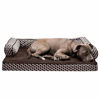 Picture of Furhaven Pet Dog Bed - Orthopedic Plush Faux Fur and Décor Comfy Couch Traditional Sofa-Style Living Room Couch Pet Bed with Removable Cover for Dogs and Cats, Diamond Brown, Large