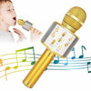 Picture of KIDWILL Wireless Bluetooth Karaoke Microphone, 5-in-1 Portable Handheld Karaoke Mic Speaker Player Recorder with Adjustable Remix FM Radio for Kids Adults Birthday Party KTV Christmas (Gold)