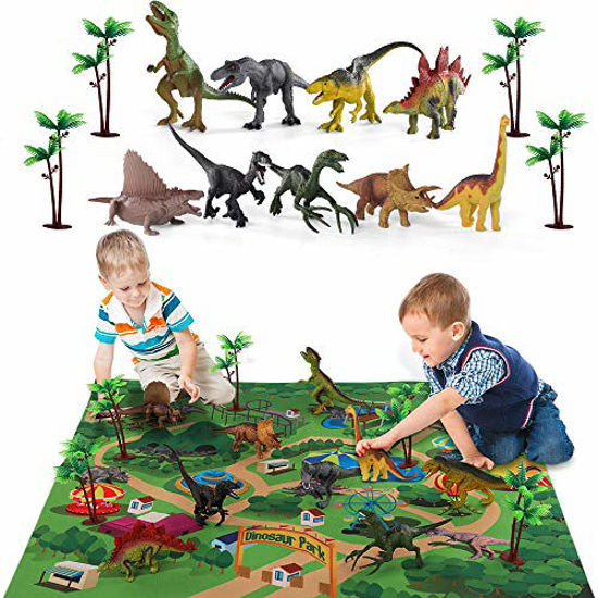 GetUSCart TEMI Dinosaur Toy Figure w Activity Play Mat Trees