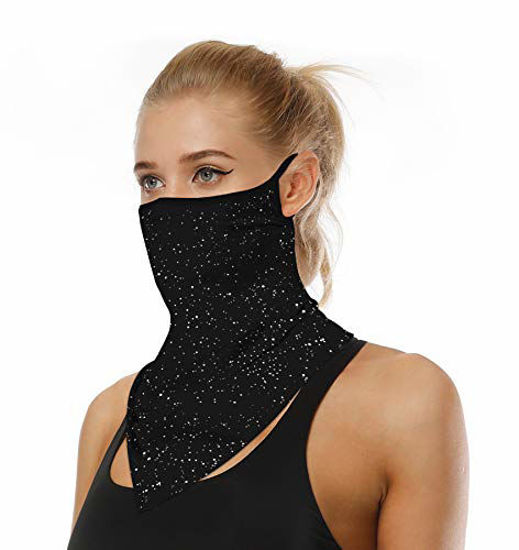 Picture of Face Mask Reusable Washable Cloth Bandanas Women Men Neck Gaiter Cover Ear Loops for Dust Starry Black