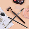 Picture of KINGMAS 3Pcs Duo Eyebrow Brush and Spoolie & Eyelash Comb Curlers & Steel Brow Brush Comb Makeup Grooming Tool