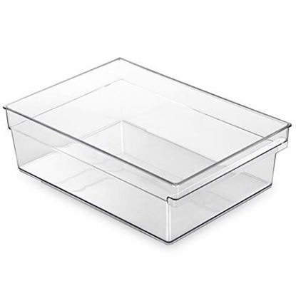Picture of BINO Clear Plastic Storage Bin with Built-In Pull Out Handle - (Standard, X-Large) - Storage Bins for Home, Kitchen, and Bath - Refrigerator, Freezer, Cabinet, Closet, Pantry Organization and Storage