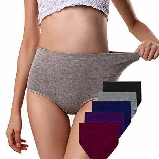 5 Packs Women's Stretch Cotton Underwear High Waisted Panties Soft Breathable  Briefs