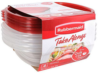 Picture of Rubbermaid TakeAlongs 2.9-Cup Square Food Storage Containers, 4-Pack, Chili Red
