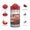 Picture of Zak Designs Disney Cars 3 - Stainless Steel Water Bottle with One Hand Operation Action Lid and Built-in Carrying Loop, Kids Water Bottle with Straw Spout is Perfect for Kids (15.5 oz, 18/8, BPA-Free)