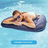 Picture of Aqua Campania Ultimate 2 in 1 Recliner & Tanner Pool Lounger with Adjustable Backrest and Caddy, Inflatable Pool Float, Navy Hibiscus (AQL14856AZ)