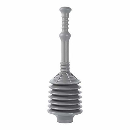 Picture of JS Jackson Supplies Professional Bellows Accordion Toilet Plunger, High Pressure Thrust Plunge Removes Heavy Duty Clogs from Clogged Bathroom Toilets, All Purpose Power Plungers for Bathrooms, Grey