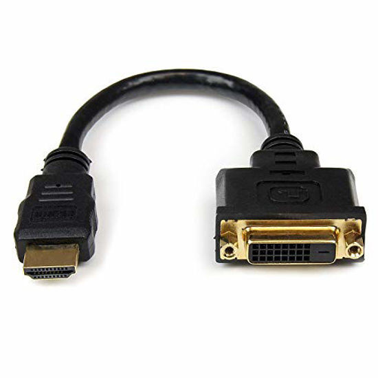 Picture of StarTech.com HDMI Male to DVI Female Adapter - 8-Inch - 1080p DVI-D Gender Changer Cable (HDDVIMF8IN), Black